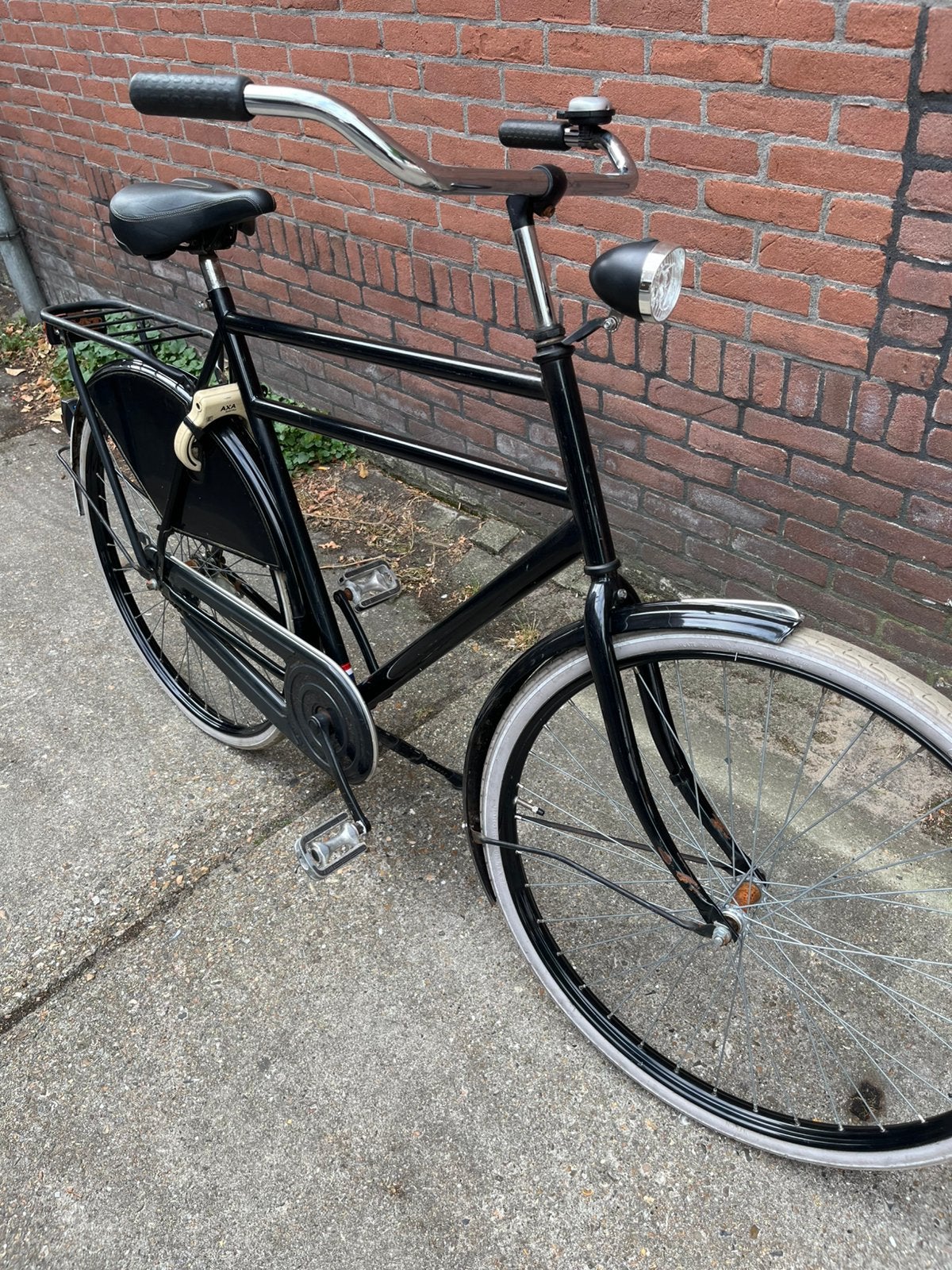Grote herenfiets dubbel buis, Terugtraprem, Gebruikt, 61 tot 65 cm, Ophalen