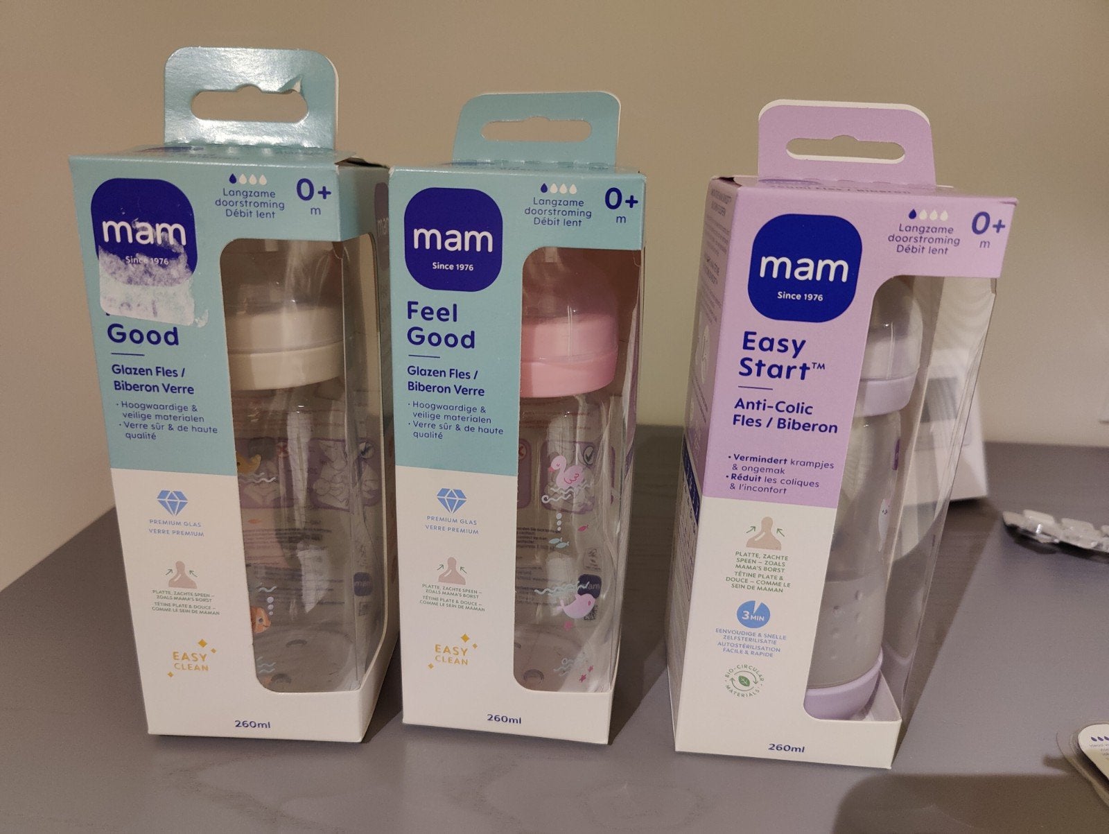 3 babyflessen MAM, en extra spenen -6mnd NIEUW!, Ophalen of Verzenden, Nieuw, Babyfles, Overige merken