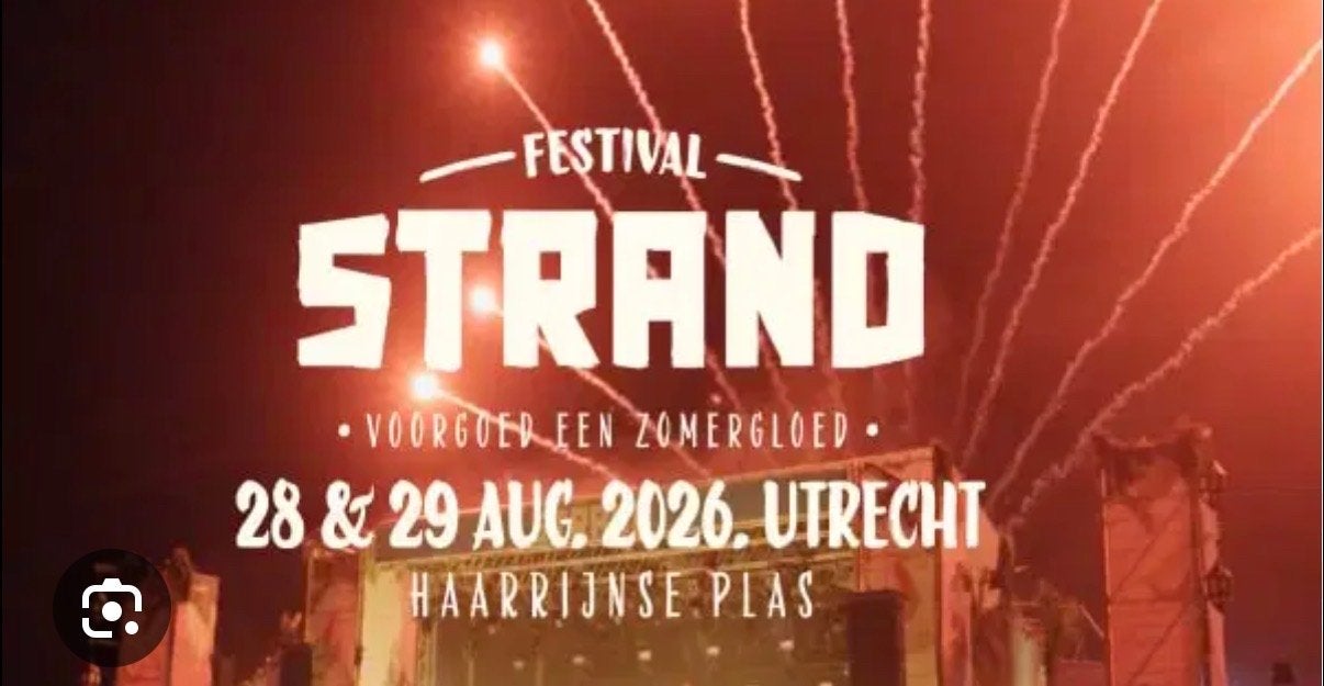 Festival Strand zaterdag 29 augustus Utrecht! 2 tickets!, Tickets en Kaartjes, Twee personen