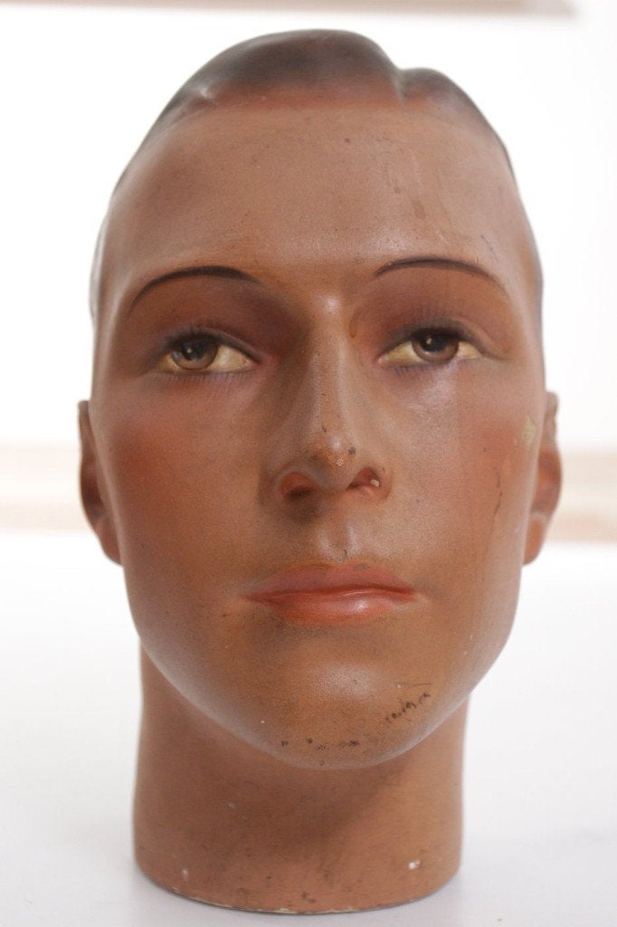 Antieke Art Deco paspop etalagehoofd jaren 20, Ophalen