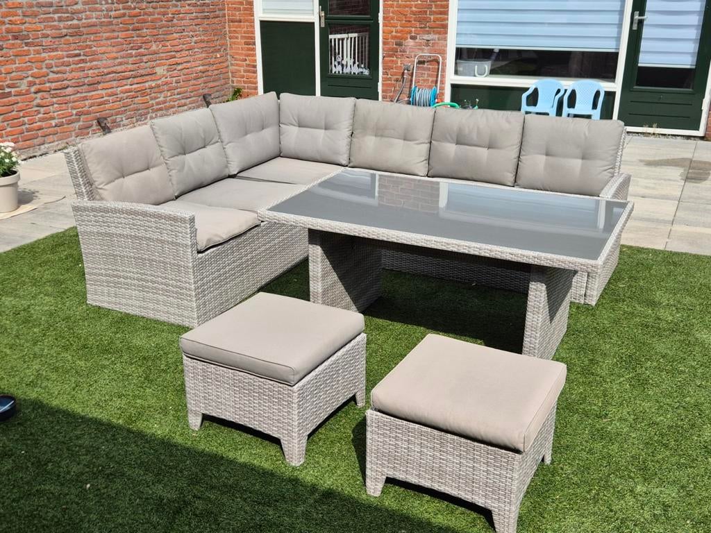 Le Sud dining loungeset met eettafel en krukjes, Ophalen, Gebruikt, Bank, Loungeset