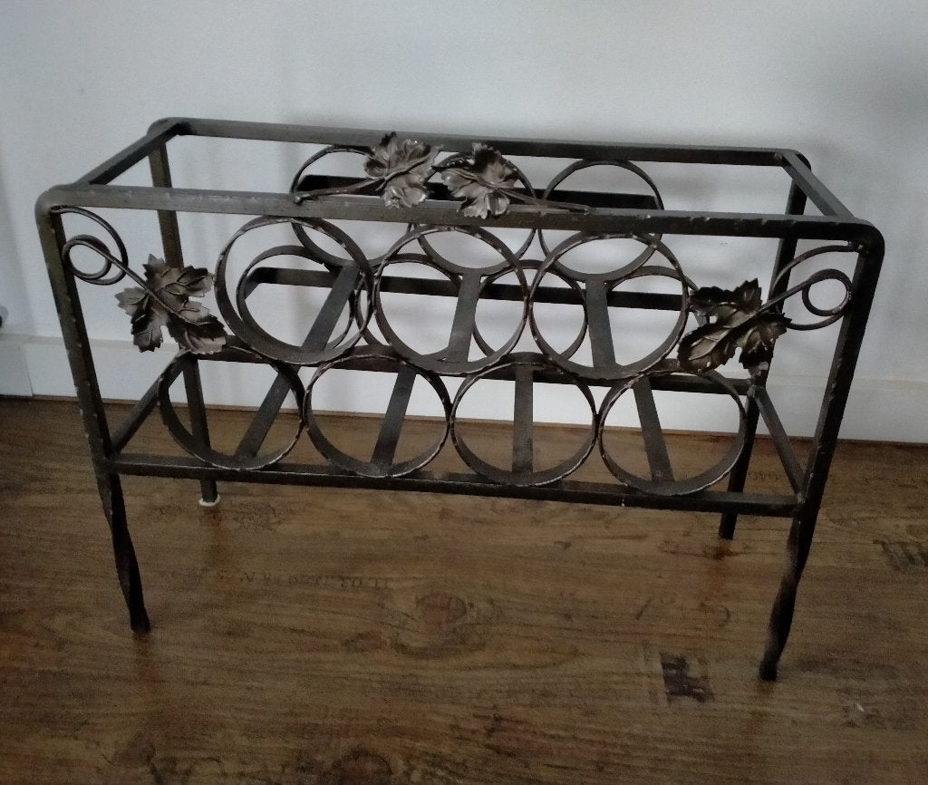 vintage smeedijzer wijnrek gratis, Ophalen, Gebruikt, Metaal, 5 tot 15 flessen