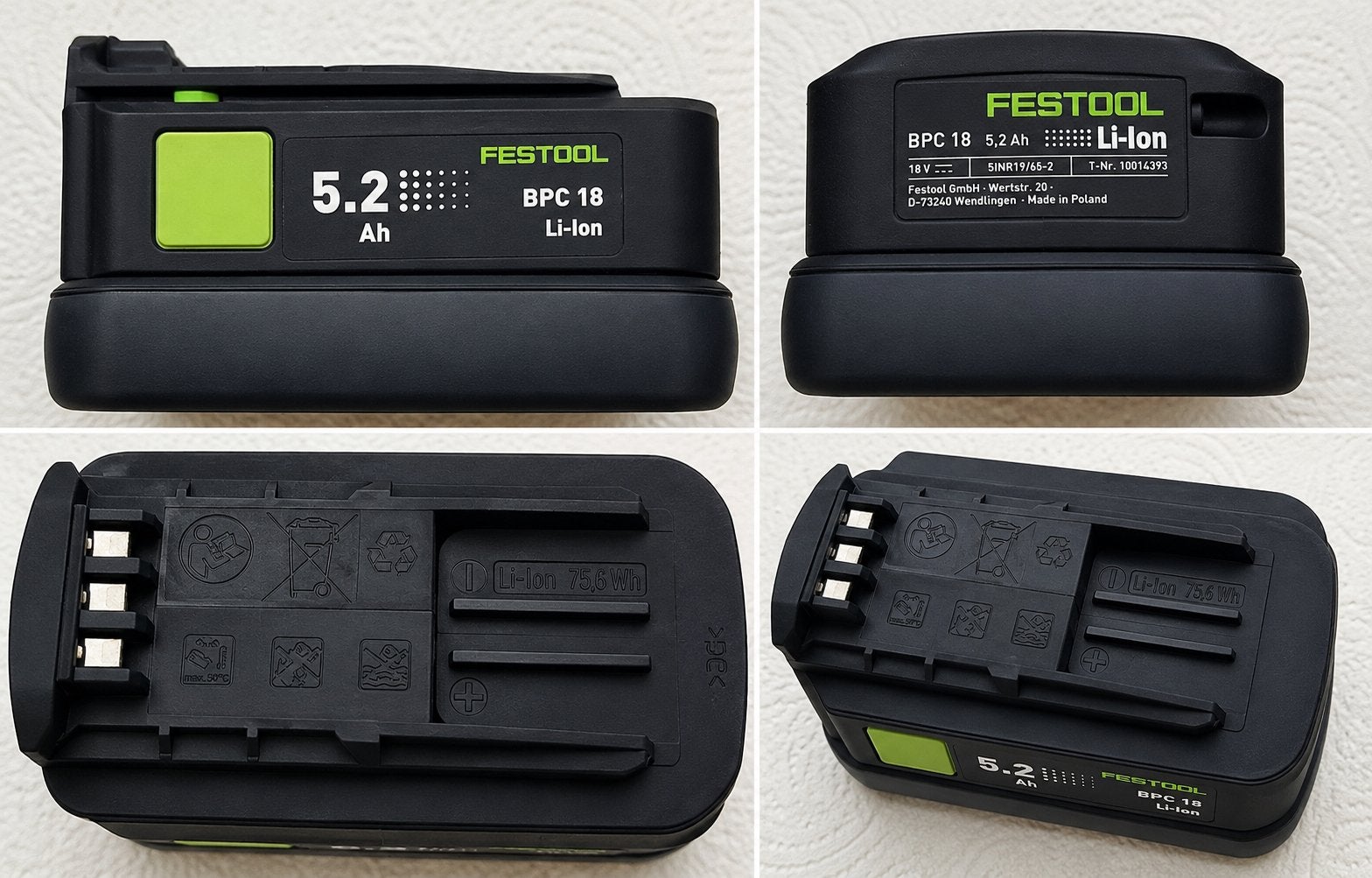 Festool BPC 18 Li-ion Accu 5.2 Ah - 18V, Ophalen of Verzenden, Gebruikt, Minder dan 400 watt, Overige typen