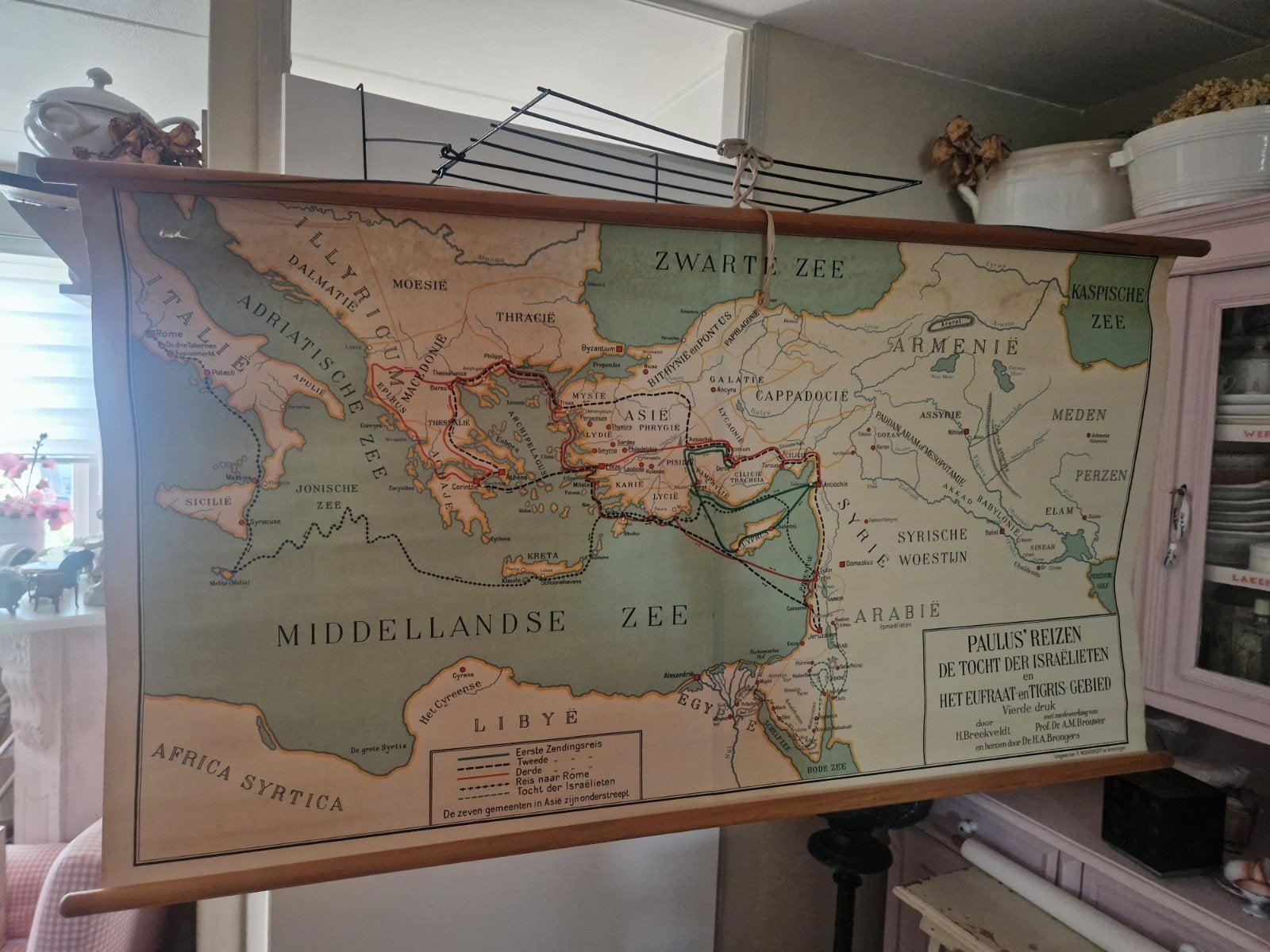 Mooie landkaart, Antiek en Kunst, Antiek | Schoolplaten, Ophalen of Verzenden, Aardrijkskunde