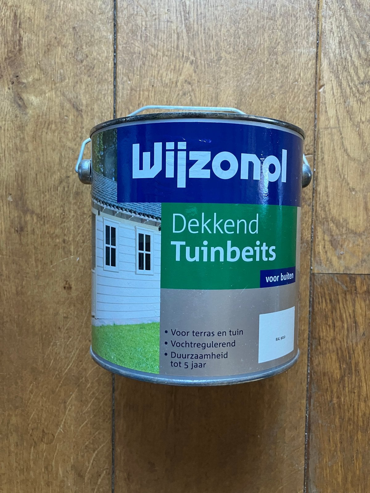 Wijzonol Dekkend Tuin beits wit RAL 9010 - 2,5L, Wit, Nieuw, Beits, Ophalen of Verzenden