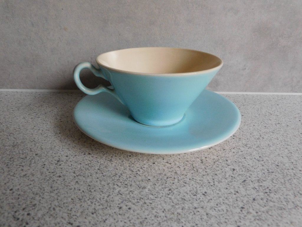 Kop en schotel Blauw Plateel - Vintage, Ophalen of Verzenden