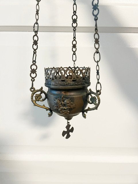 antieke koperen godslamp, Ophalen