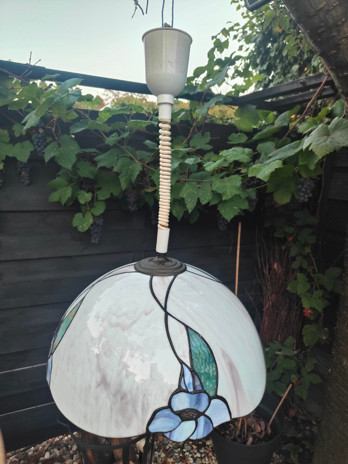 Vintage Tiffany-stijl hanglamp – glas-in-lood – ca. 45 cm, Ophalen