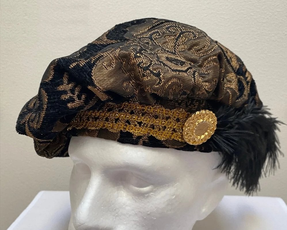 Zwarte renaissance heren baret middeleeuwse victoriaanse pet, Verzenden, Nieuw, Handschoenen, Hoed of Pet