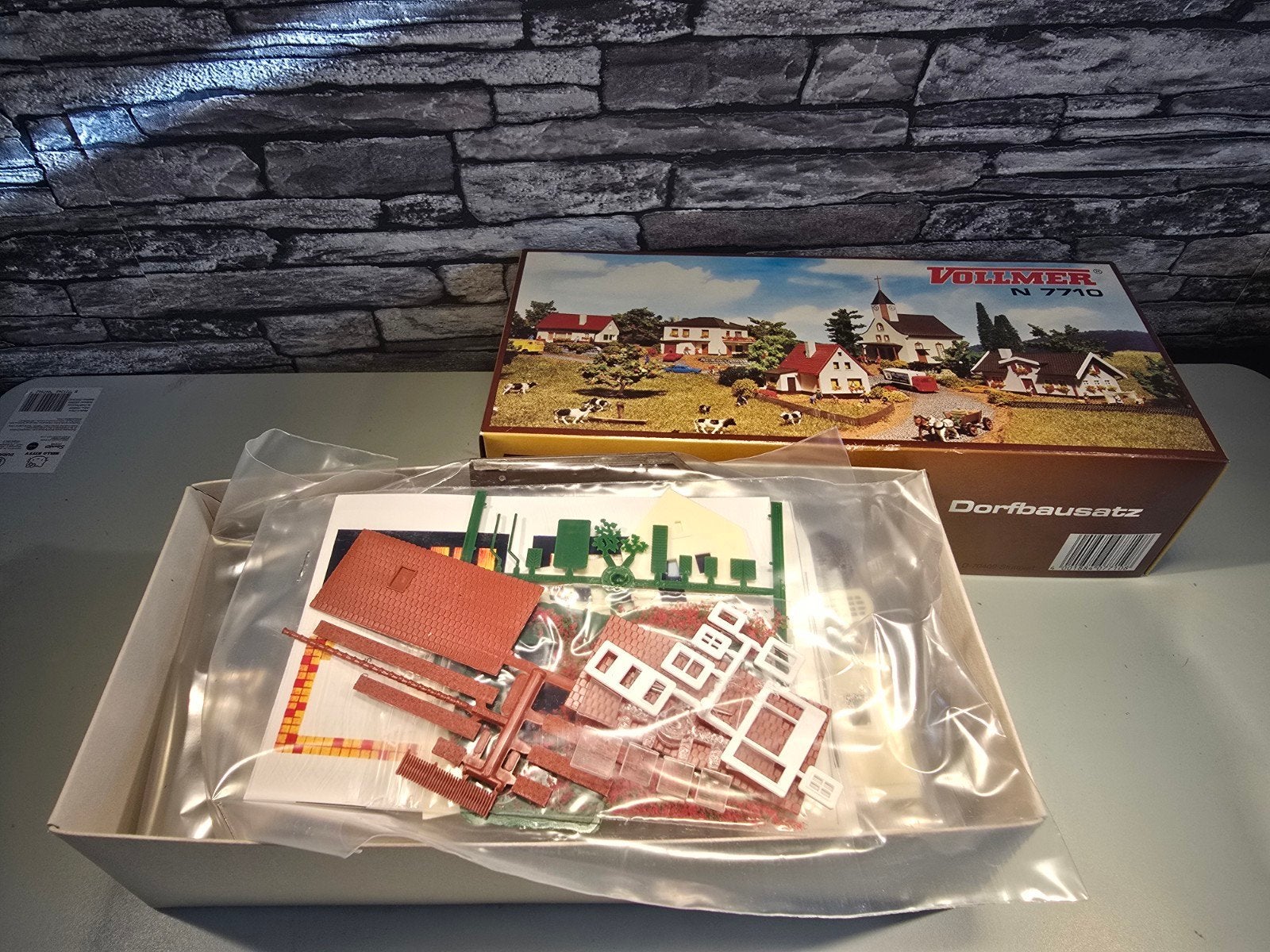 Dorpsset bouwpakket vollmer nieuw N spoor trein 1:160, Overige merken, Gelijkstroom of Wisselstroom, Brug, Tunnel of Gebouw, Nieuw