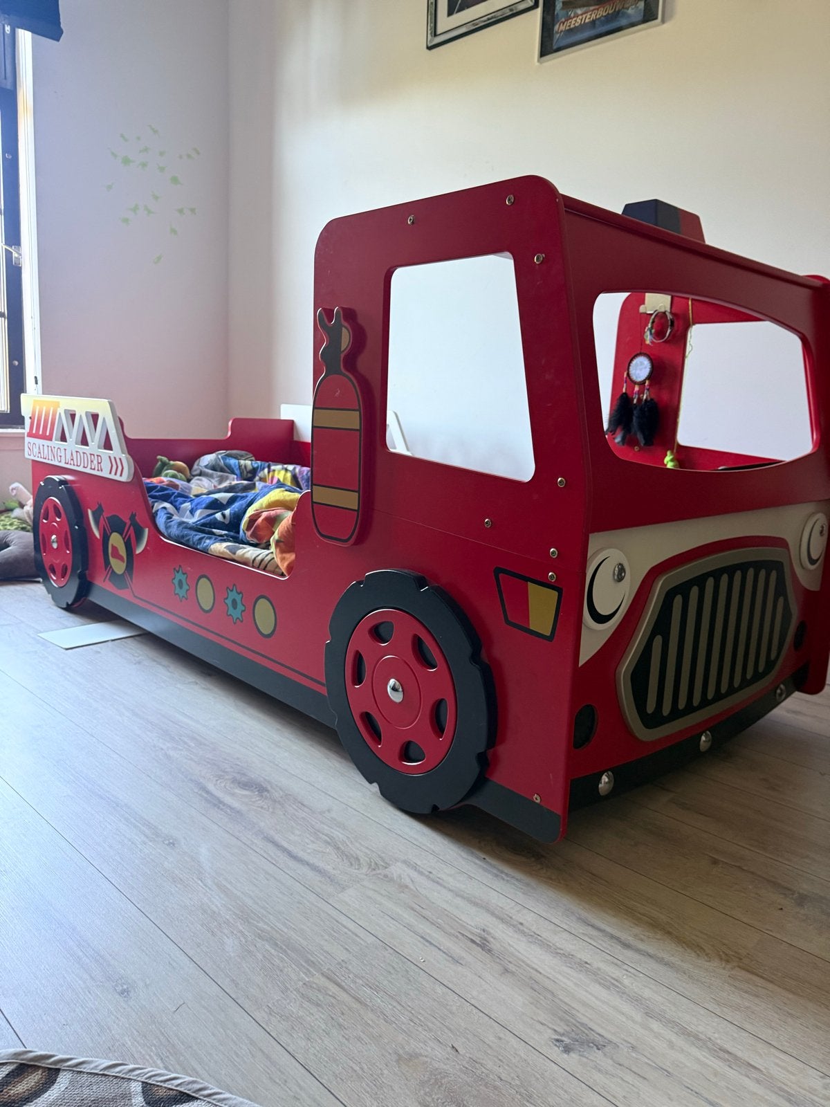 Brandweerauto bed voor kinderen 90x200, Ophalen of Verzenden, Gebruikt, 160 tot 180 cm, 70 tot 85 cm