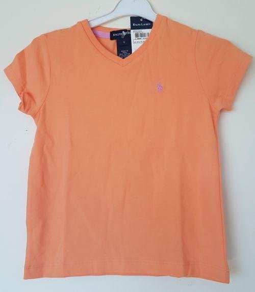 Maat 110 Lichtoranje Ralph Lauren t-shirt NIEUW (5387) a, Meisje, Nieuw, Ophalen of Verzenden, Shirt of Longsleeve