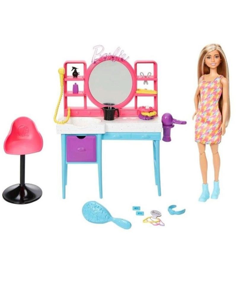 Barbie Eindeloos Lang Haar Speelset - Kapsalon, Barbie, Service.europe@mattel.com, Nieuw, Ophalen of Verzenden