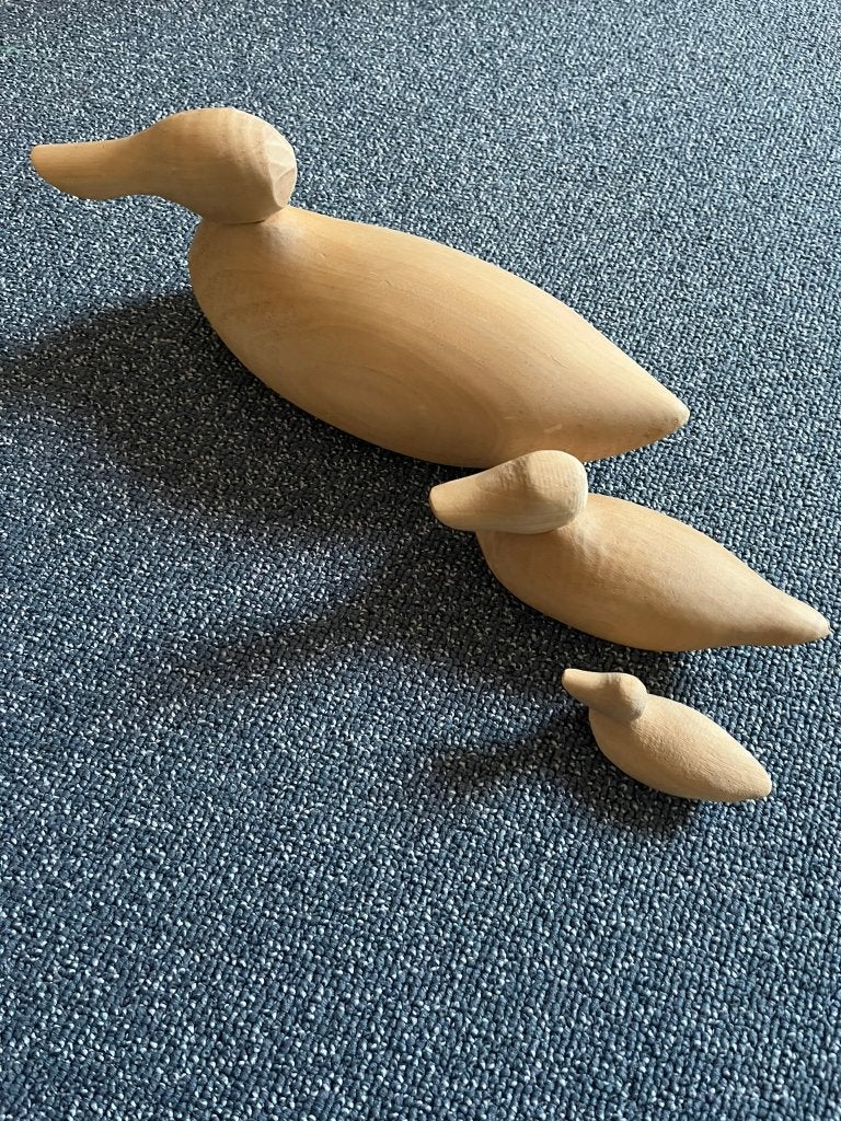 3 houten eenden (onbewerkt hout), Ophalen, Gebruikt, Dier