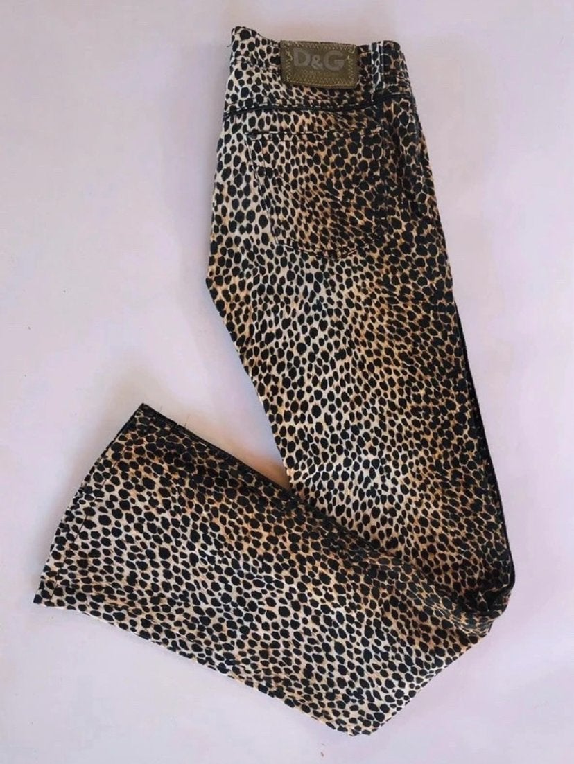D&G Dolce & Gabbana Luipaardprint Broek Maat 26, Bruin, Ophalen of Verzenden, Maat 34 (XS) of kleiner, Lang