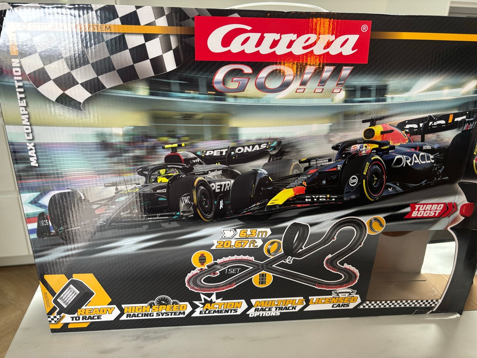 Carrera GO!!! Racebaan Max Verstappen vs Lewis Hamilton, Ophalen, Racebaan, Carrera, Zo goed als nieuw