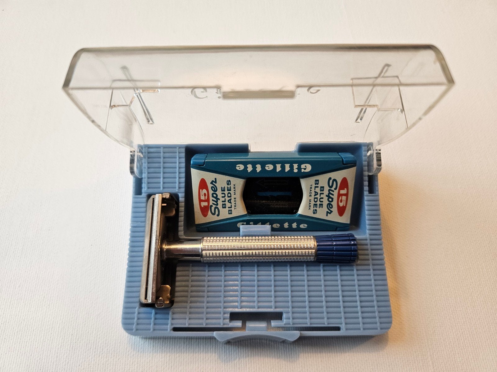 Gillette Superspeed Scheermes uit 1951 met doos en mesjes, Ophalen