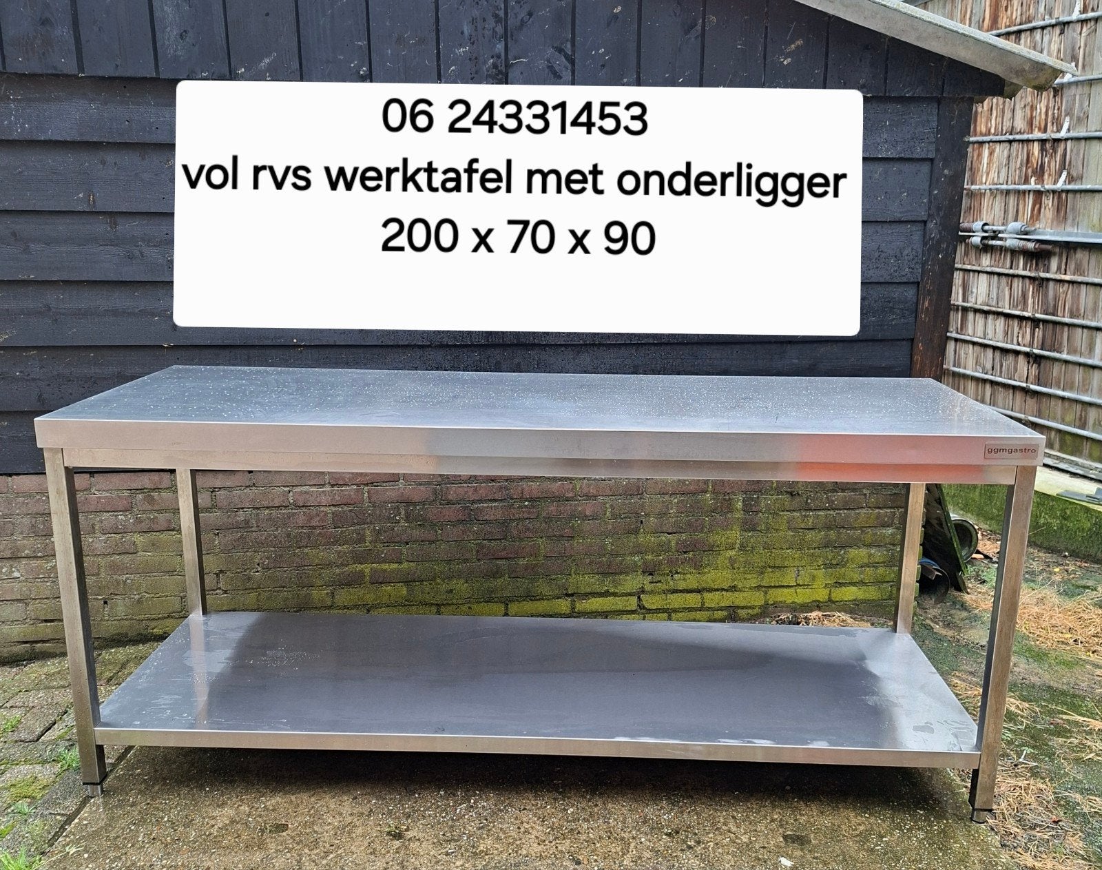 rvs werktafel met onderligger, Ophalen, 50 tot 75 cm, Minder dan 100 cm