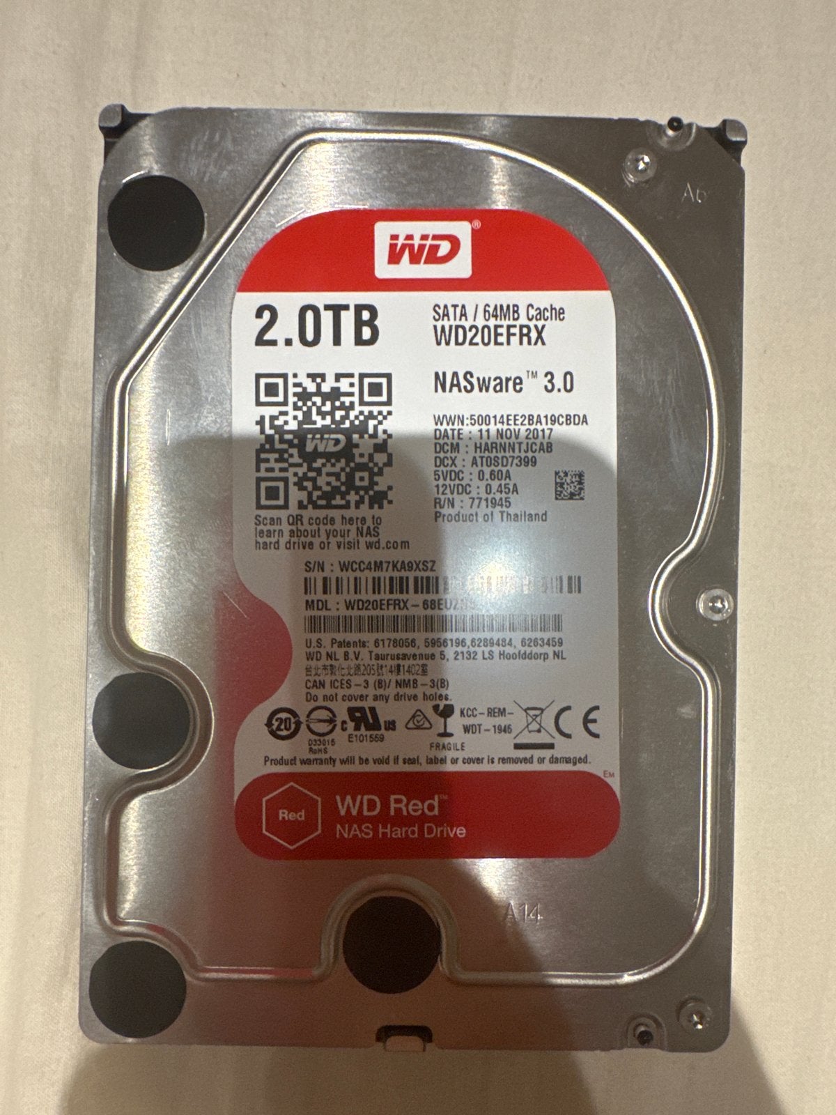 WD Red 2TB HDD - geen slechte sectoren, Intern, Gebruikt, Server, Ophalen of Verzenden