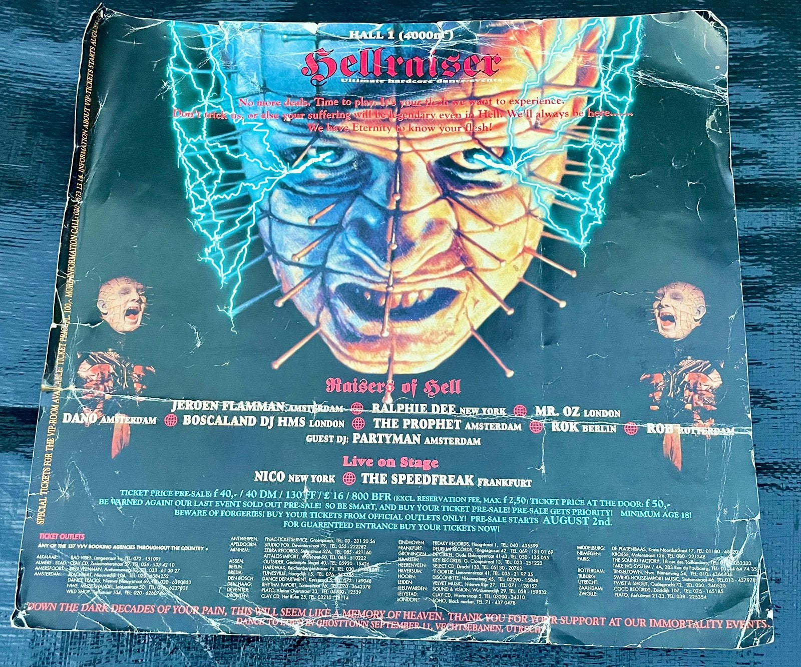 Originele Hellraiser Flyer 11 sept 1993 Utrecht - Hardcore, Ophalen of Verzenden, Gebruikt