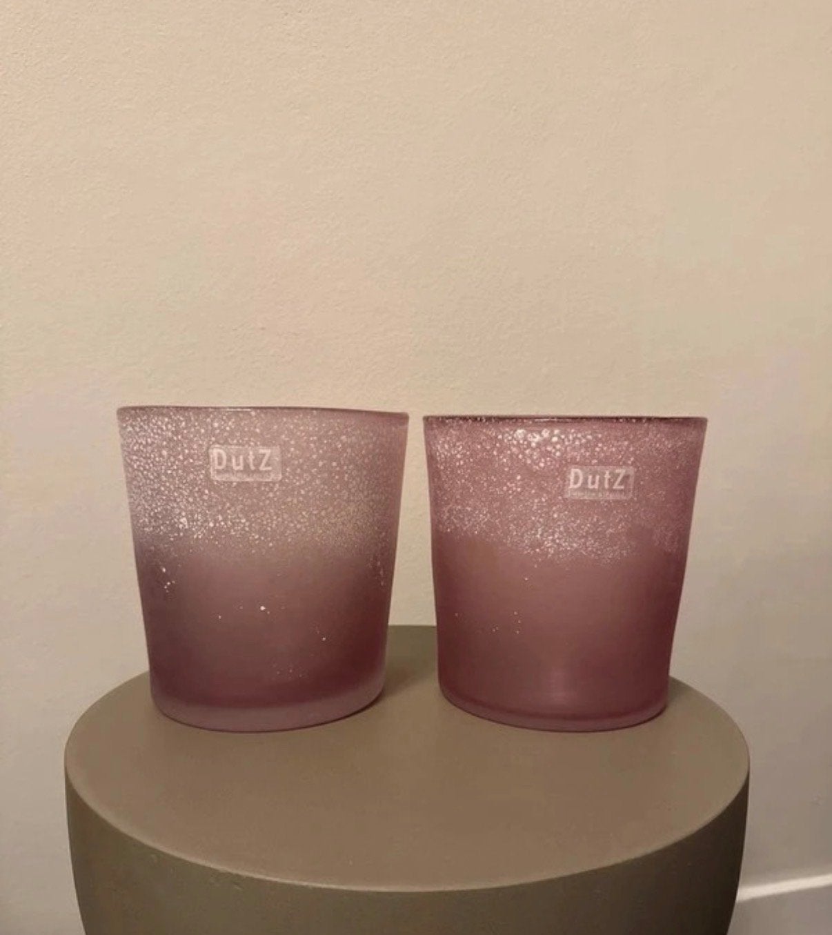 Set van 2 roze Dutz vazen - 15 cm hoog, Met patroon/structuur, Roze, 15 cm, Ophalen of Verzenden