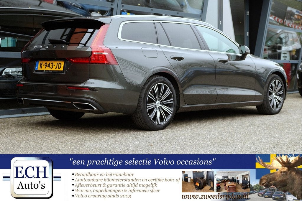 Volvo V60 2.0 B3 177 pk Inscription, Bruin Leer, Trekhaak, A, Auto's, Volvo, 4 cilinders, Hybride Elektrisch/Benzine, Automatische klimaatregeling