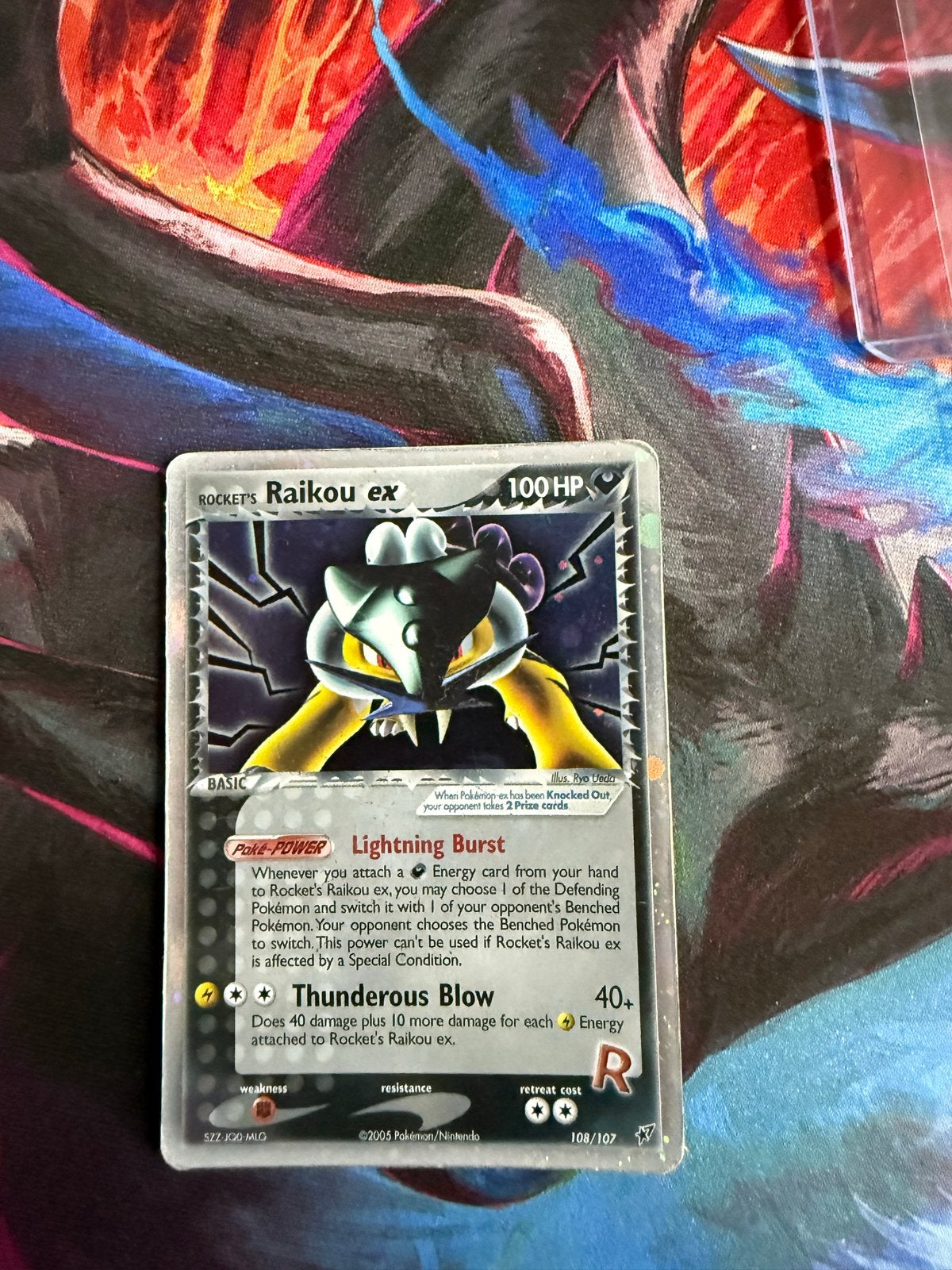 Rocket's Raikou ex 108/107 Pokemon kaart, Ophalen of Verzenden, Gebruikt, Losse kaart, Foil