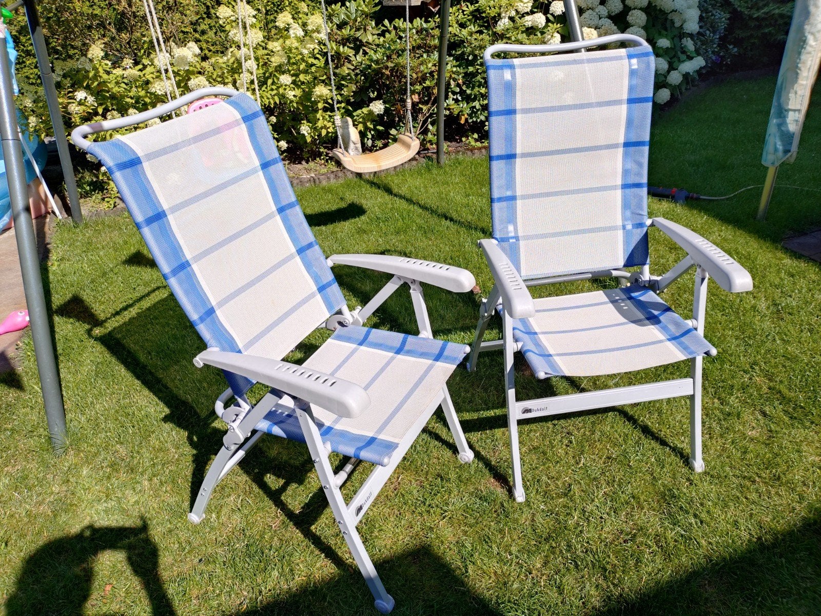 2 Dukdalf Campingstoelen - Aluminium, Verstelbaar, Ophalen, Gebruikt, Campingstoel