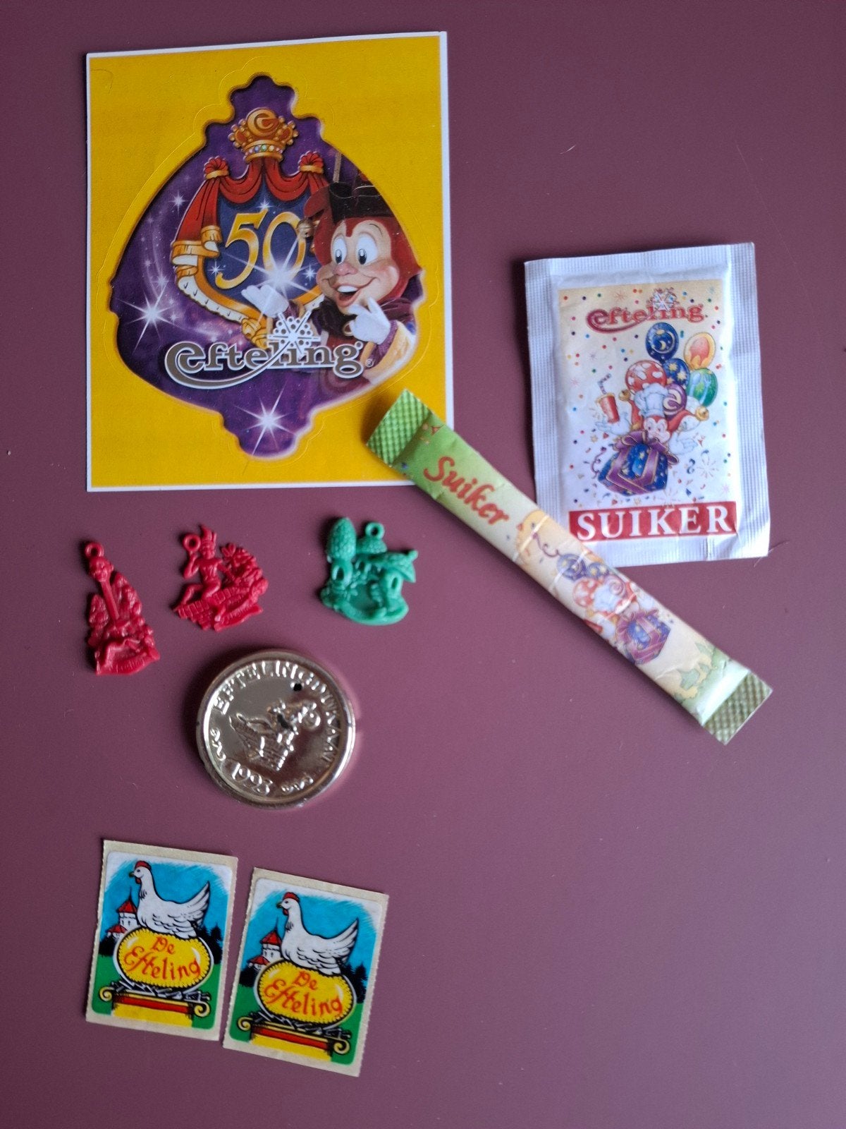 Efteling verzamelobjecten: suikerzakjes, munten, beeldjes, Ophalen of Verzenden, Gebruikt, Overige typen