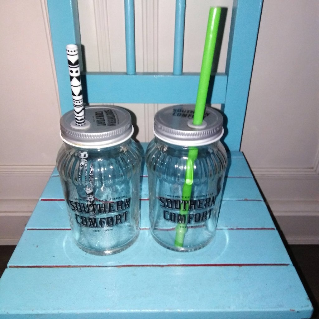 Southern Comfort Glas - pot/Jar 0,33L met deksel/rietje 2x, Ophalen, Gebruikt, Overige typen