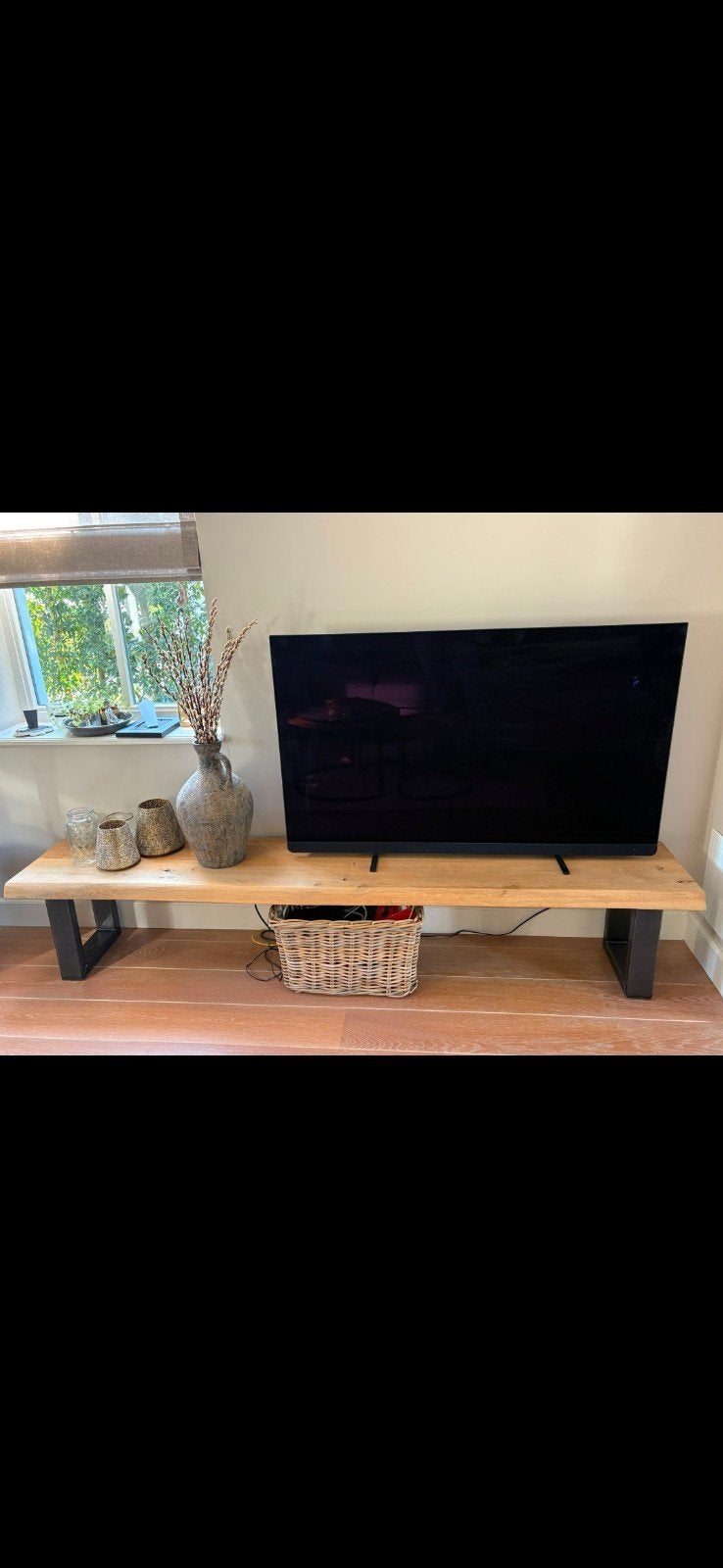 TV Meubel Geleefd Eiken Ultra Matte Lak - Table du Sud, Ophalen, Eikenhout, Zo goed als nieuw, 200 cm of meer