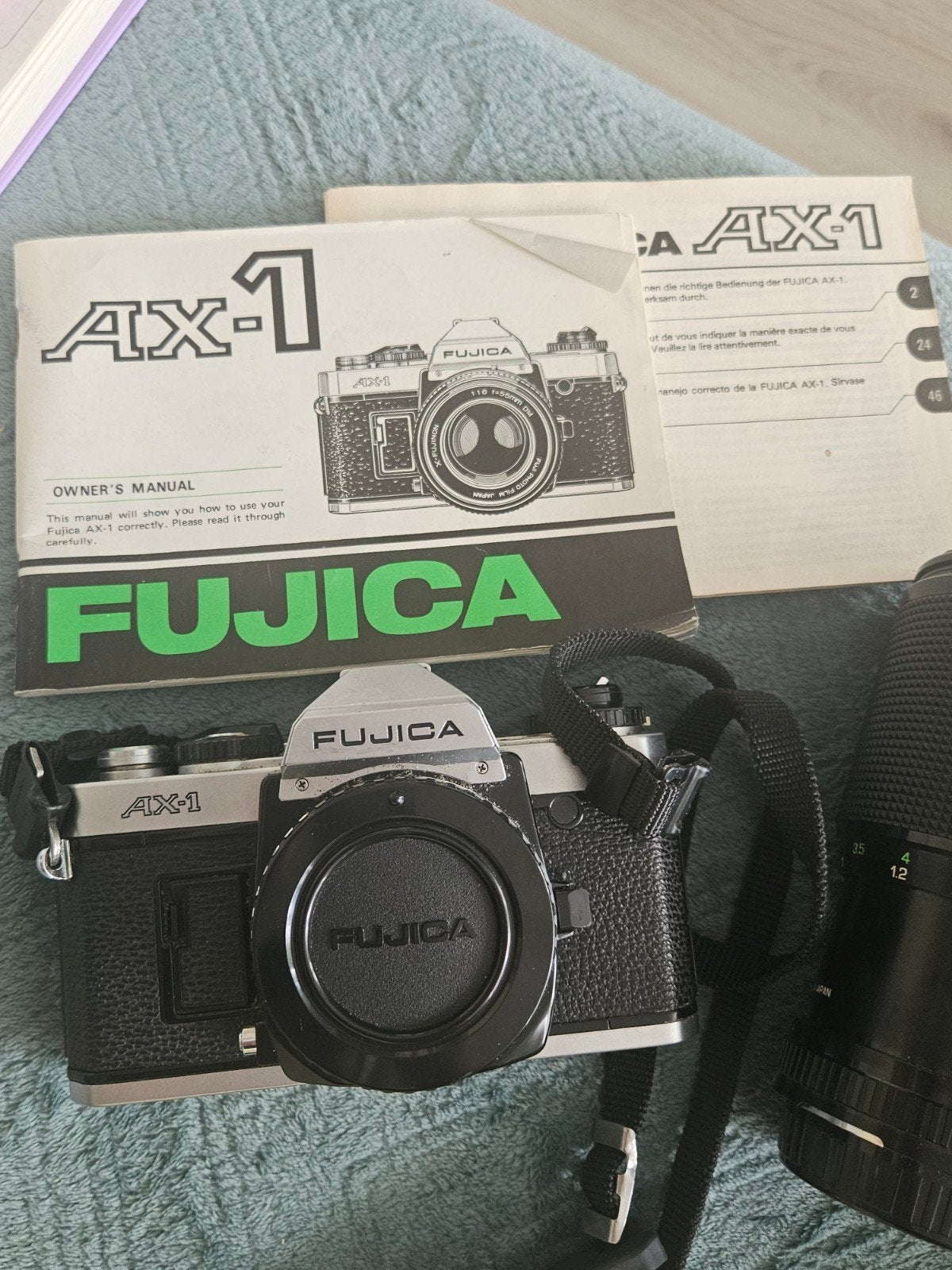 Fujica AX-1 met Fujinon 55mm f/2.2 en Kenlock 80-200mm lens, Fujifilm, Gebruikt, Overige vattingen, Standaardlens