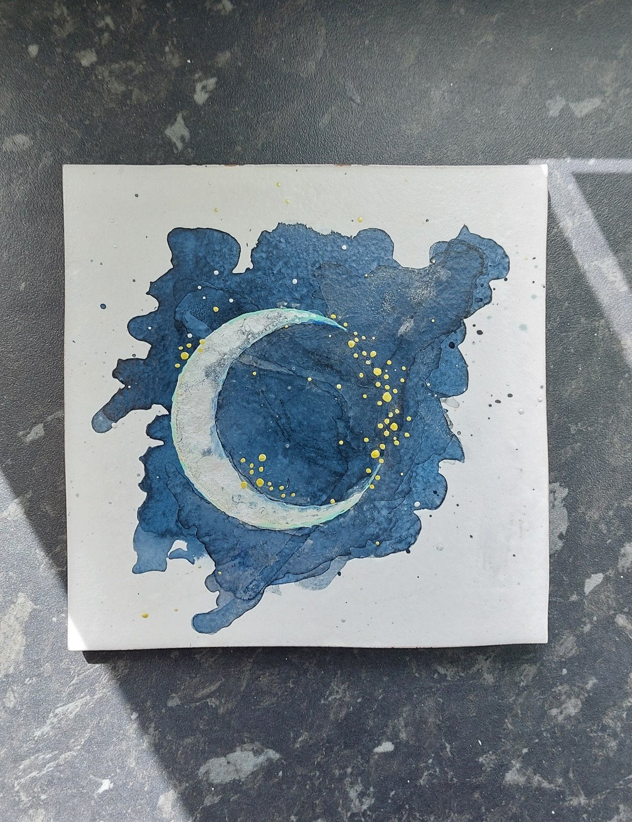 Handbeschilderd tegeltje met Maan 🌙, Ophalen of Verzenden