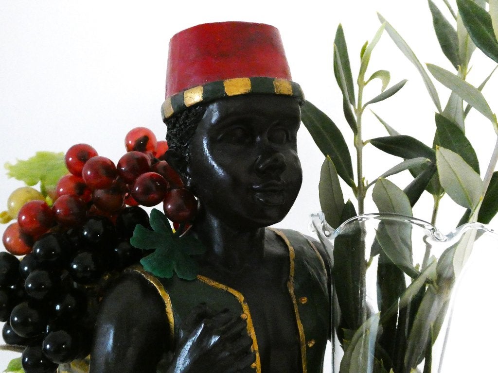 Blackamoor / oriëntaals beeld van een man met mand en vaas, Ophalen of Verzenden