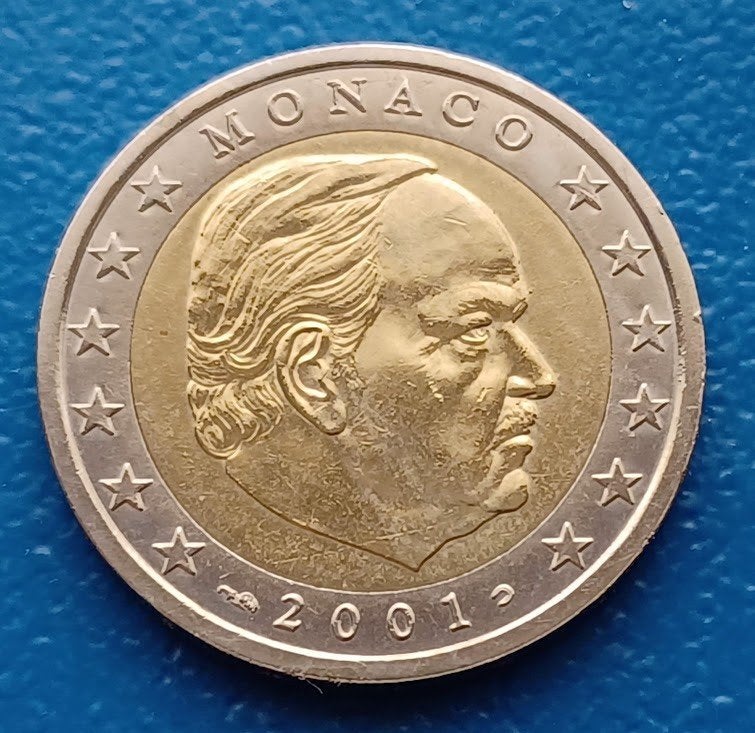 Monaco 2 Euro - 2001 normaal UNC, Postzegels en Munten, Munten | Europa | Euromunten, Verzenden, Monaco, 2 euro, Losse munt