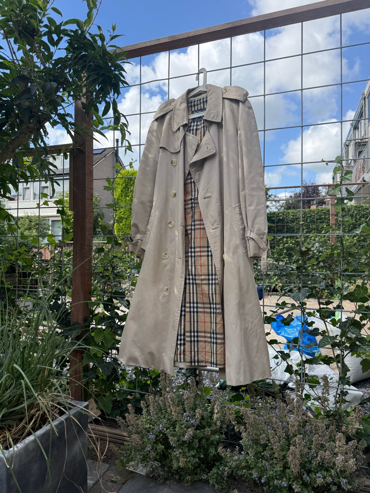 Vintage Burberry's London Trenchcoat - Maat 50 Long, Ophalen, Gedragen, Maat 42/44 (L), Beige
