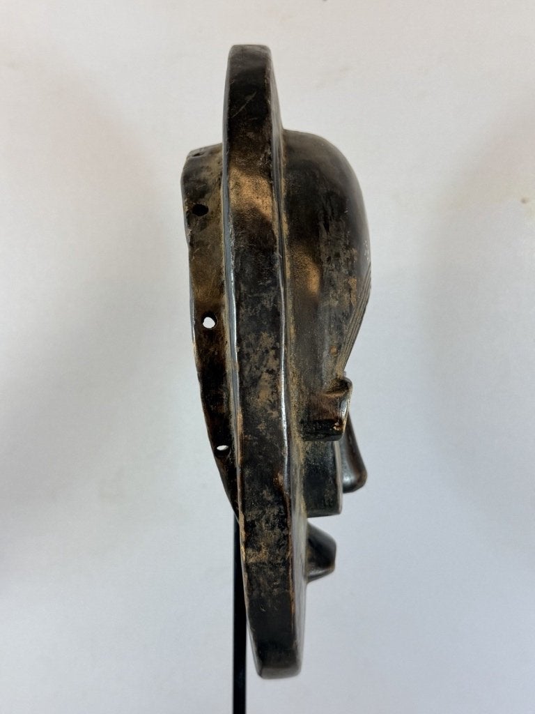 260621 Oud Afrikaans rond Baule masker - Iv. Coast., Ophalen of Verzenden