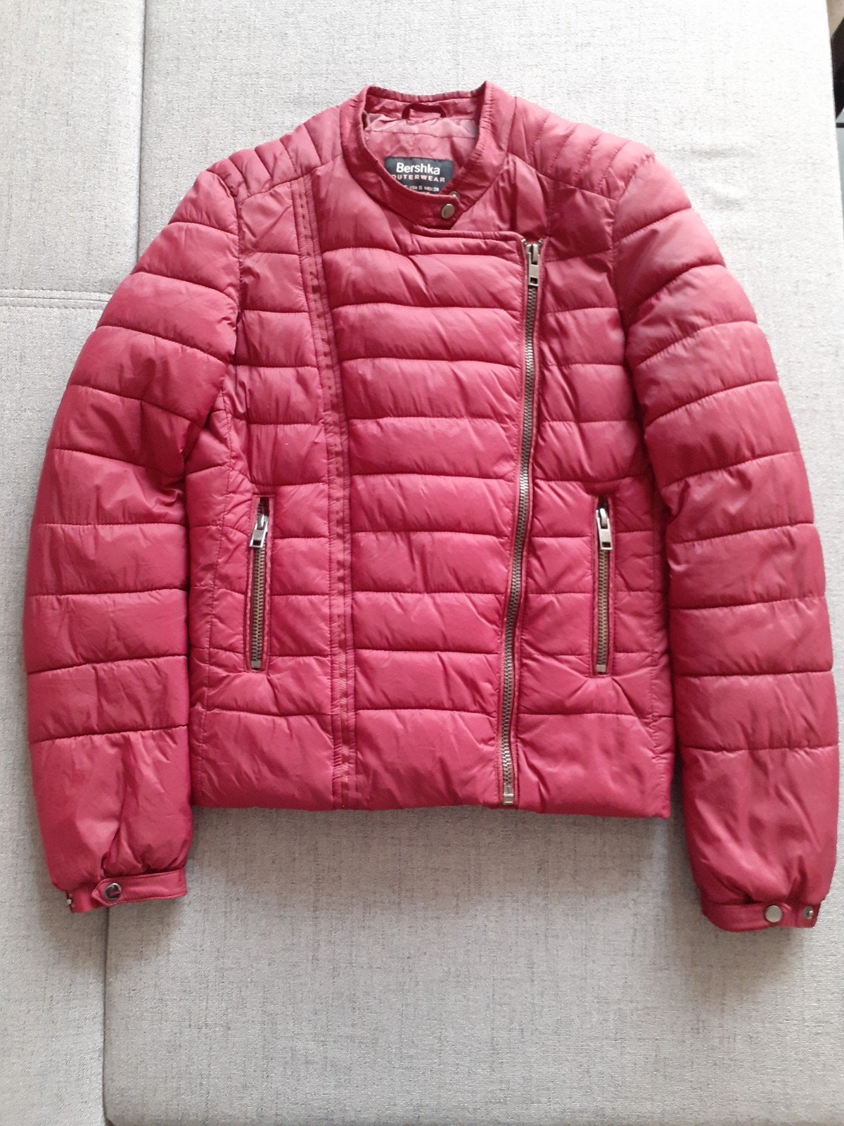 Bershka gewatteerd jasje - rood, Maat 36 (S), Gedragen, Rood, Bershka