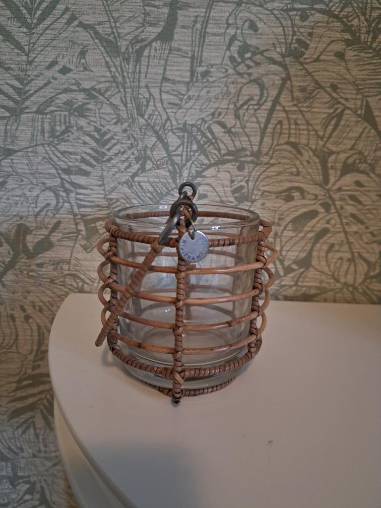 Riviera maison rattan windlichtje, Ophalen of Verzenden, Zo goed als nieuw