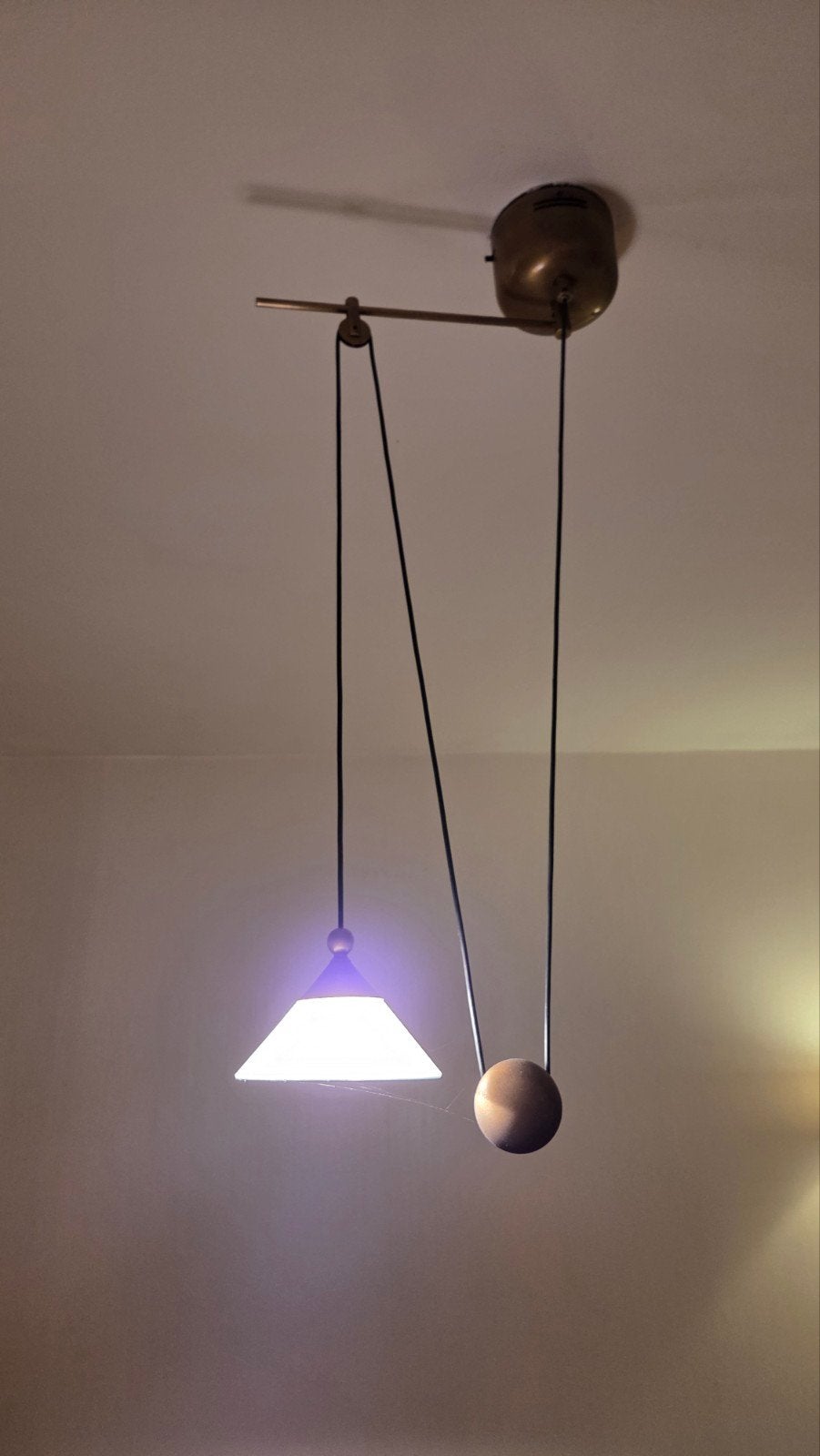 In hoogte verstelbare hanglamp met kelkdiameter 14 cm, Ophalen of Verzenden, Gebruikt, Glas, Modern