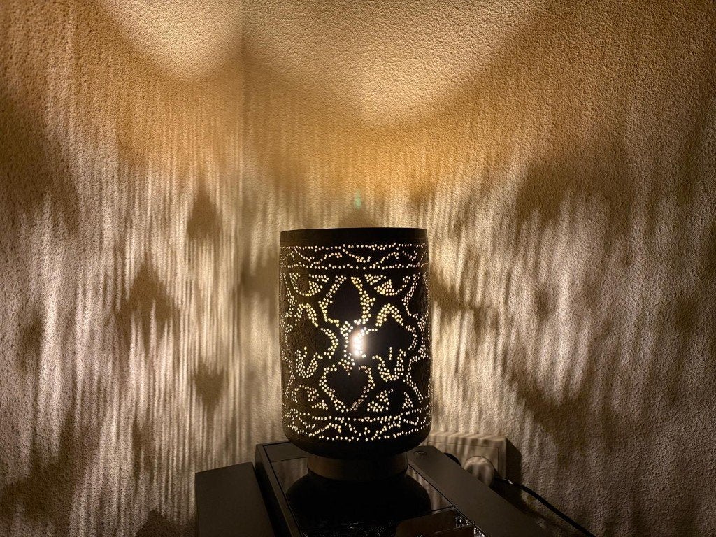 Handgeslagen filigrain lamp - gaatjeslamp uit Egypte, Ophalen of Verzenden
