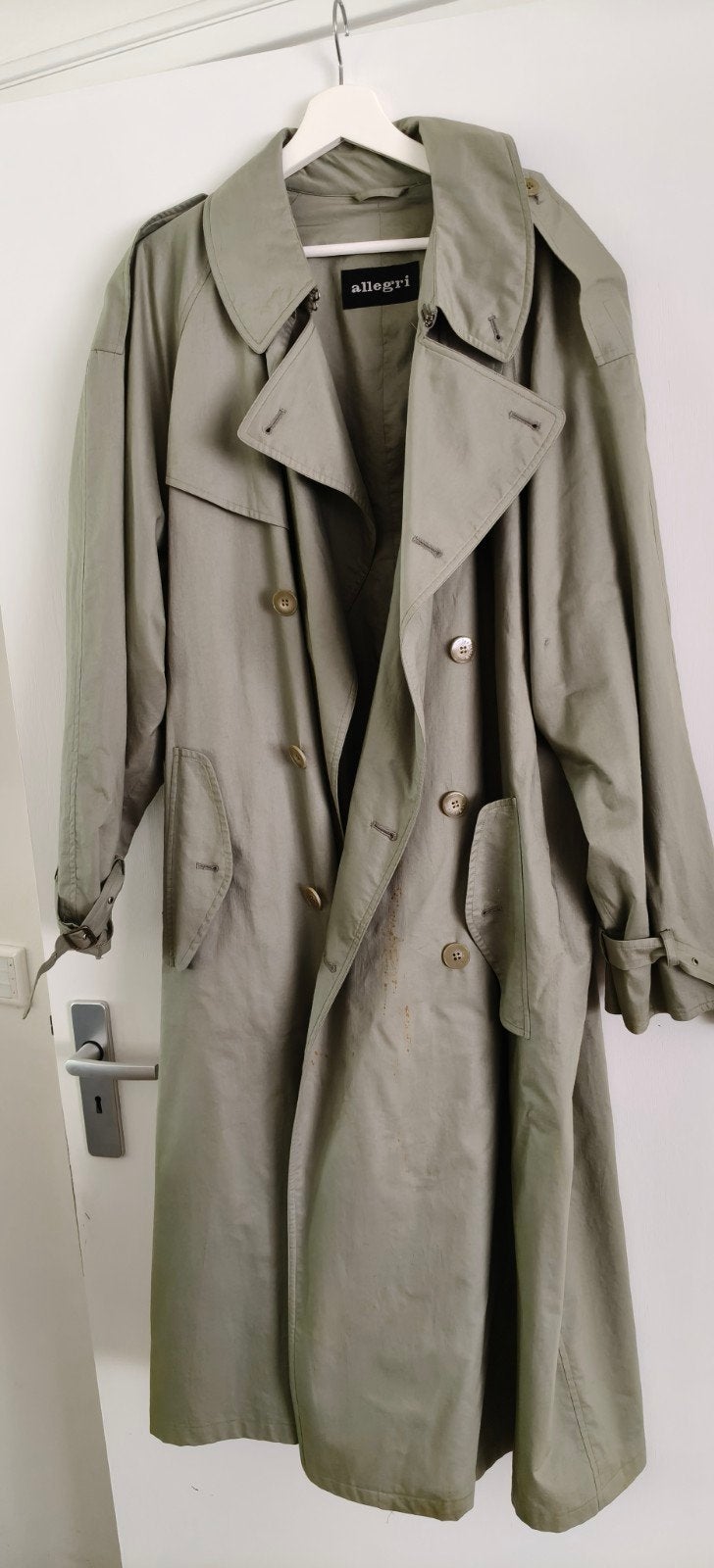 Allegri Trenchcoat - Groen/Beige - Maat 46, vintage retro, Maat 46/48 (XL) of groter, Ophalen of Verzenden, Allegri, Gedragen