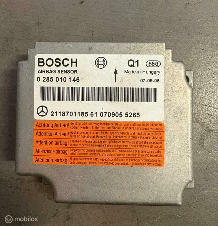 Airbag computer Mercedes E-klasse W211 ('02-'09) 0285010146, Gebruikt, Mercedes-Benz, Ophalen of Verzenden, Mercedes-Benz