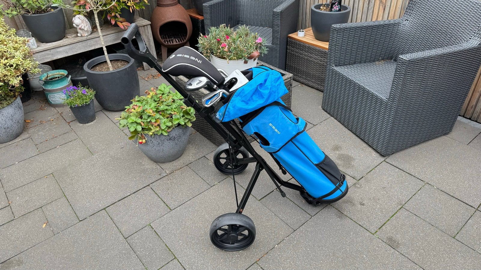 Inesis Junior Golfset met Trolley en Sand wedge, Netjes!