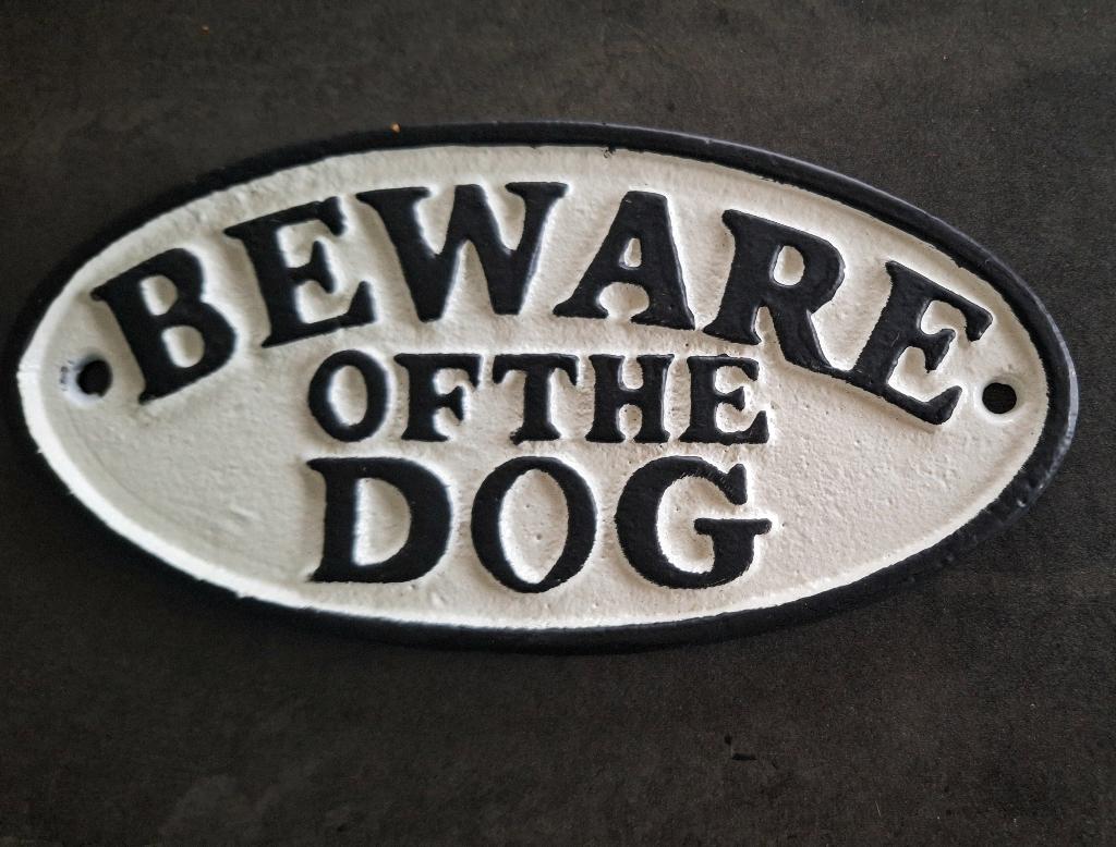Bordje beware of the dog/ pas op de hond van gietijzer, Verzenden, Nieuw
