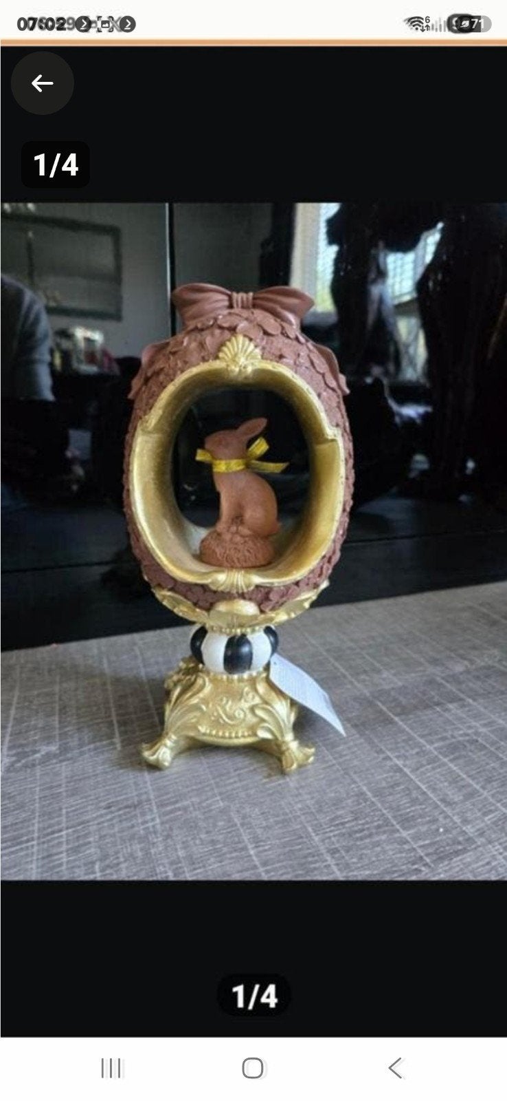 Decoratief ei ornament met een konijn binnenin., Ophalen of Verzenden, Nieuw, Dier