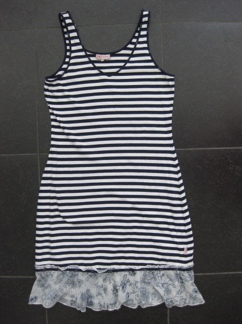 Didi wit met blauw gestreept jurkje slipdress, zonnejurk, M, Maat 38/40 (M), Blauw, Didi, Ophalen of Verzenden
