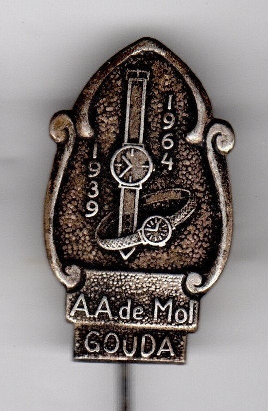 Speldje JUWELIER A A DE MOL GOUDA 1939 1964 HORLOGES (A8), Ophalen of Verzenden, Zo goed als nieuw, Overige onderwerpen