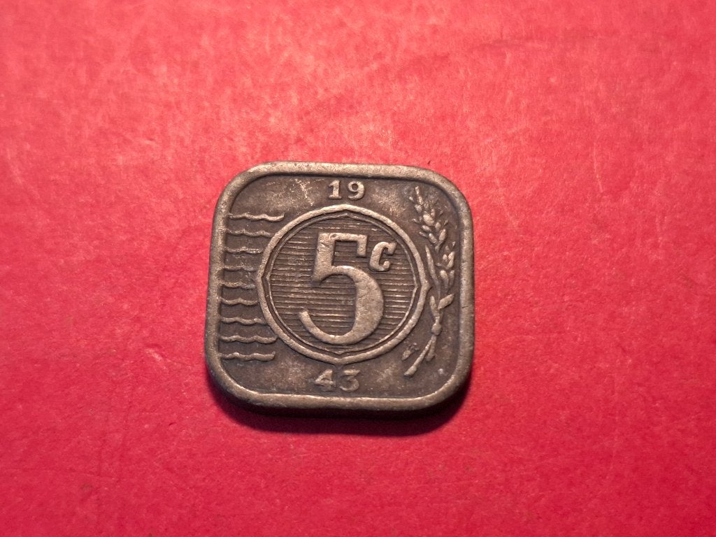 5 cent 1943, Ophalen of Verzenden, Koningin Wilhelmina, 5 cent, Losse munt