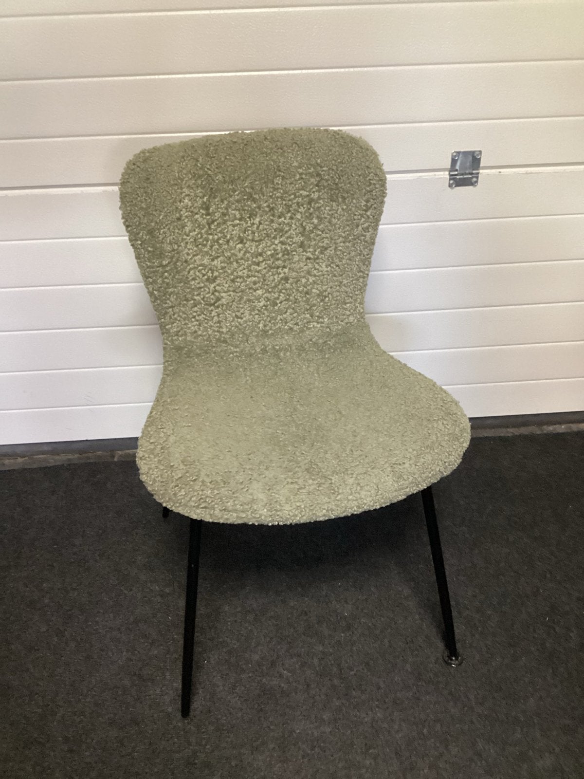 Moderne Bouclé Eetkamerstoel - Groen, Ophalen, Overige kleuren, Zo goed als nieuw, Eén